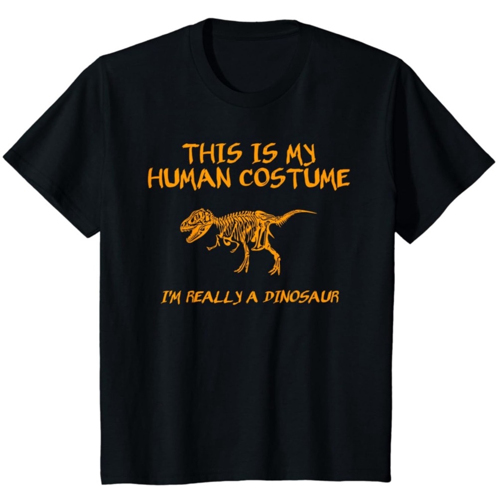 New Halloween This Is My Human Costume Dinosaur Skeleton T-Shirt sz YM
